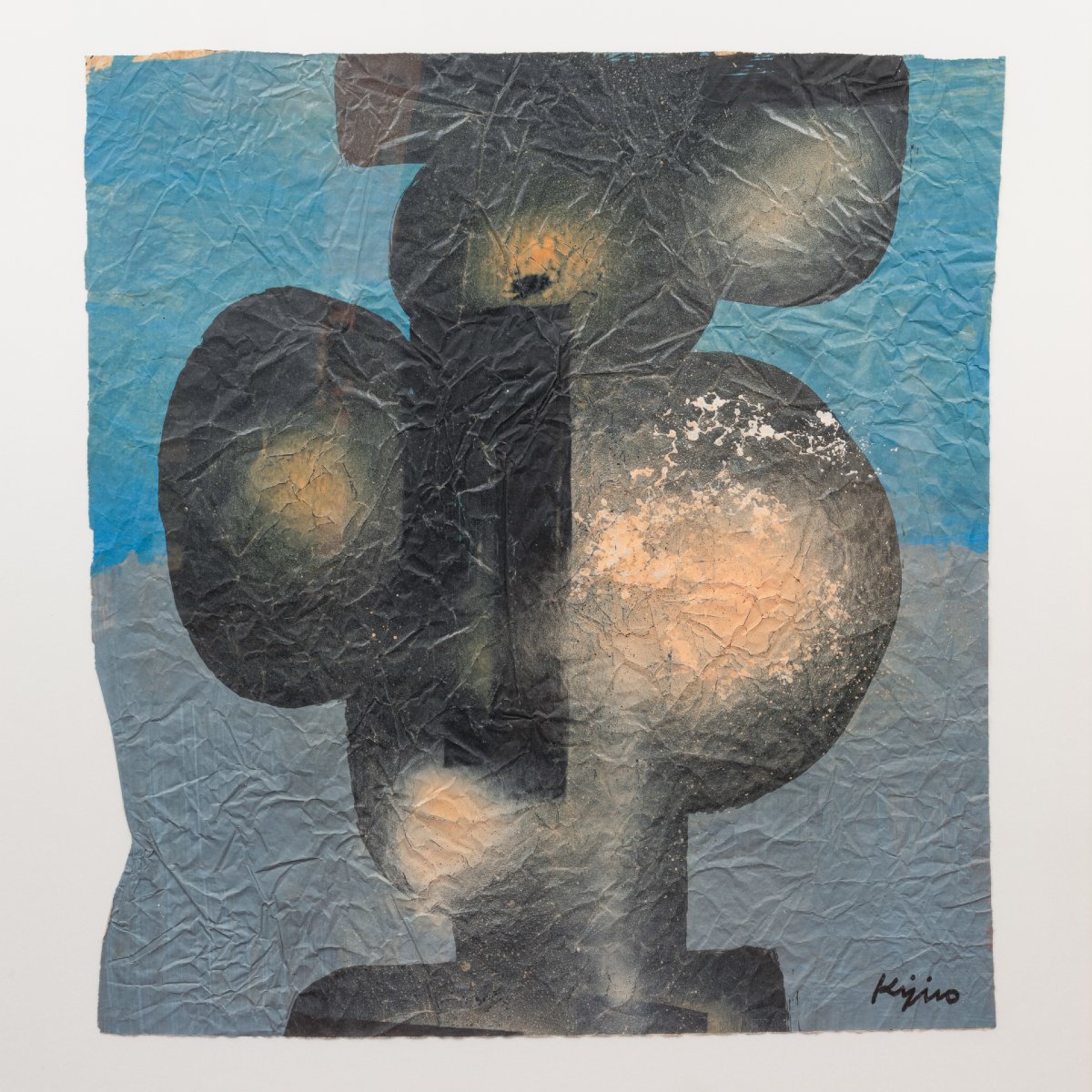 Ladislas Kijno: "crumpled Paper", Mixed Media Circa 1970-photo-2