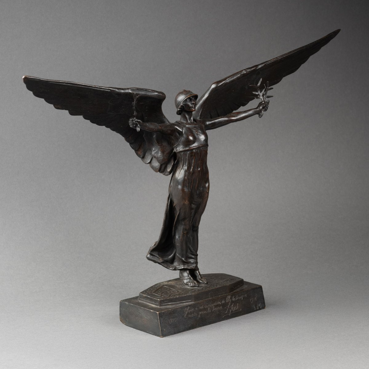 Victor Segoffin (1868-1925) 'winged Victory' Patinated Bronze Circa 1920/30-photo-2