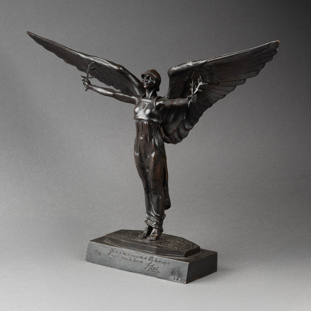 Victor Segoffin (1868-1925) 'winged Victory' Patinated Bronze Circa 1920/30-photo-3