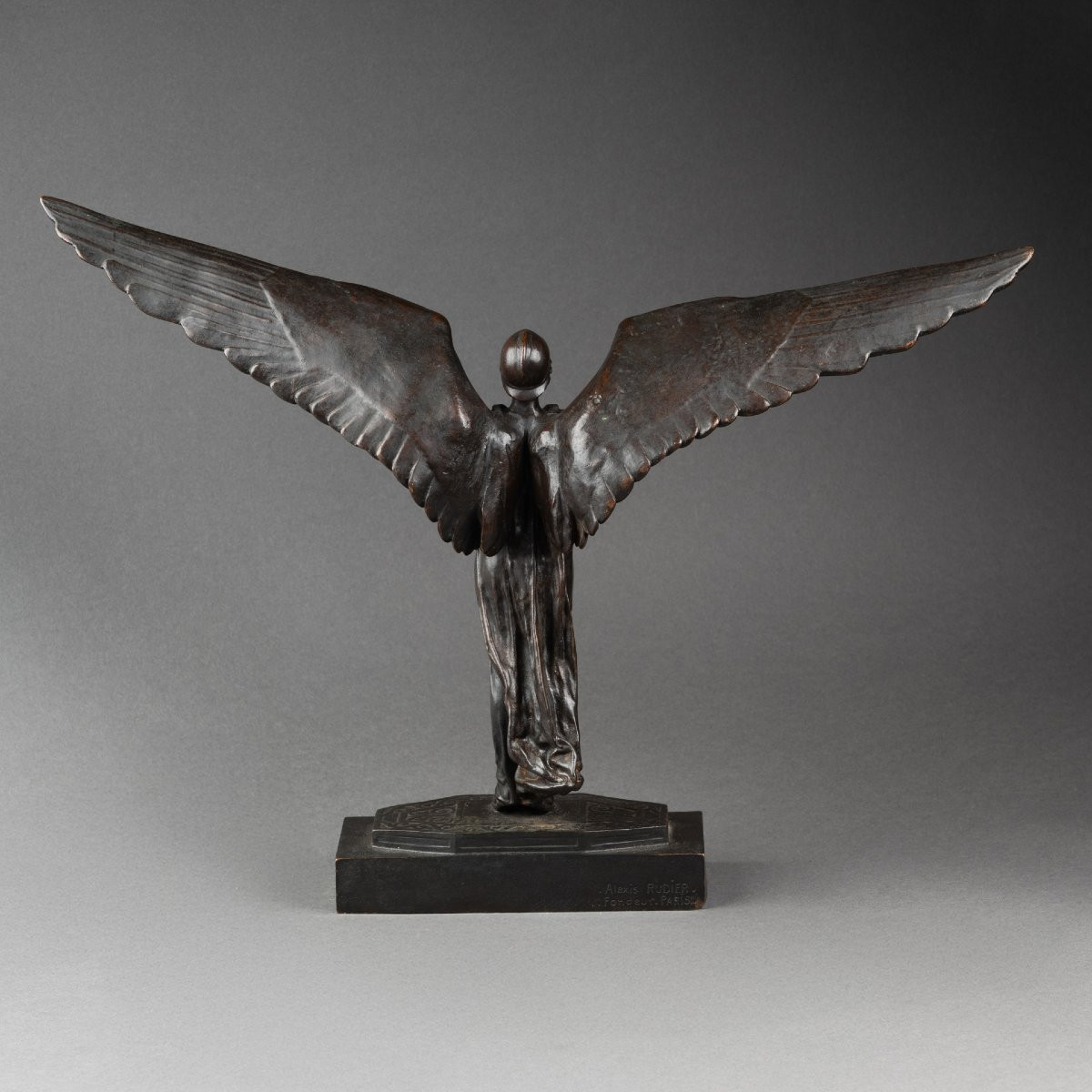 Victor Segoffin (1868-1925) 'winged Victory' Patinated Bronze Circa 1920/30-photo-6