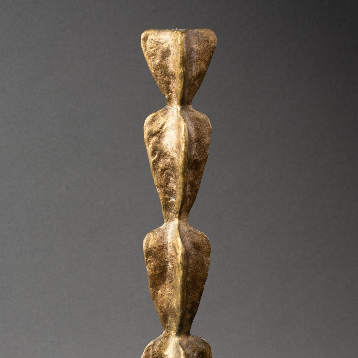 Franck Evennou (1958) Patinated Bronze Candlestick, Circa 1980.-photo-1