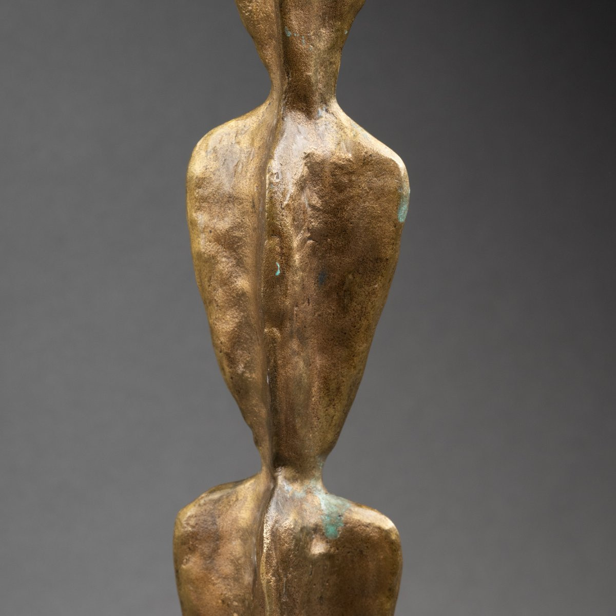 Franck Evennou (1958) Patinated Bronze Candlestick, Circa 1980.-photo-4