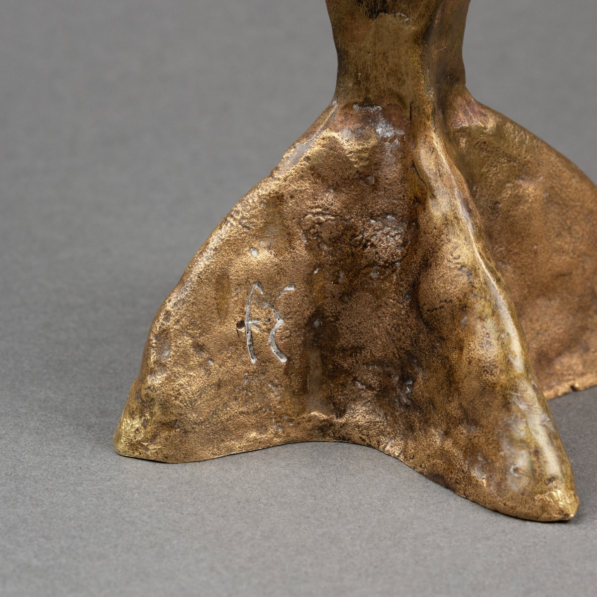 Franck Evennou (1958) Patinated Bronze Candlestick, Circa 1980.-photo-7