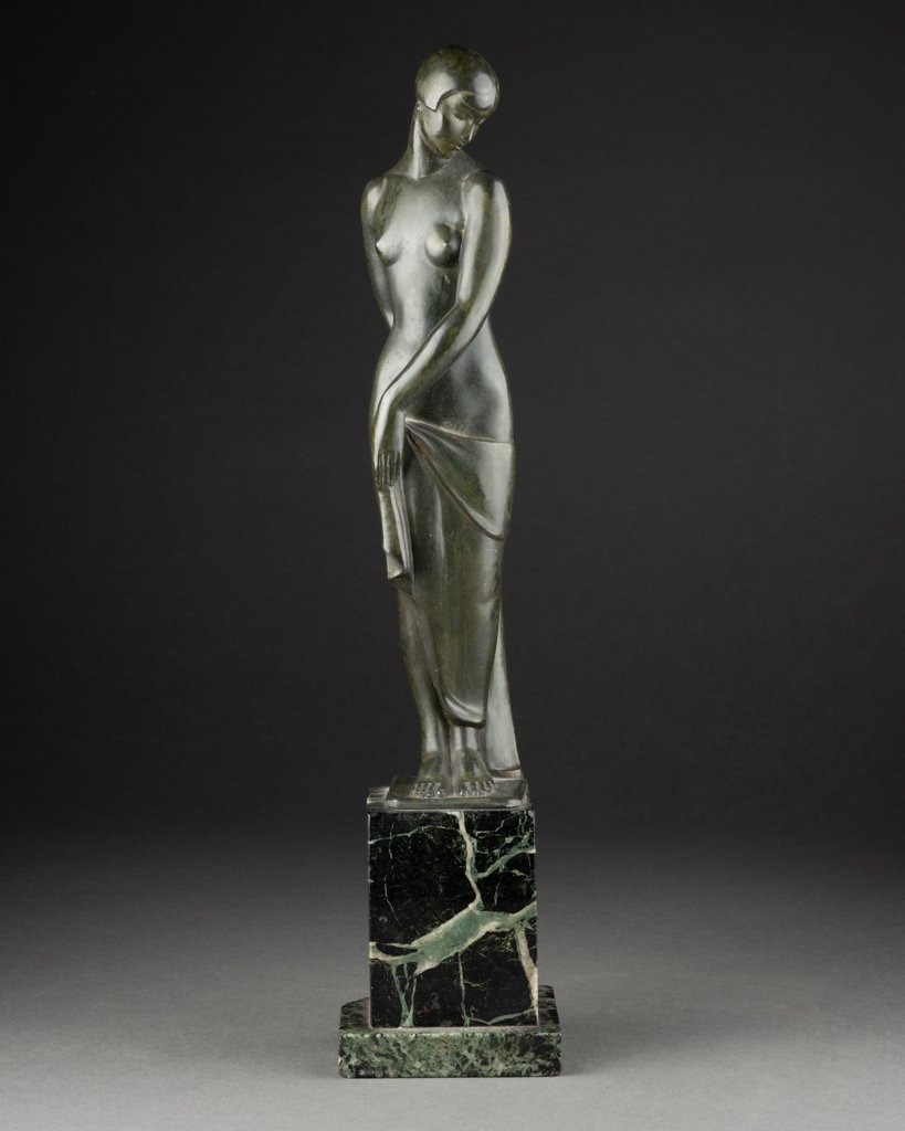 Pierre Lefaguays, Alias Fayral - Draped Female Nude - Cast Alloy, Art Deco Period-photo-2