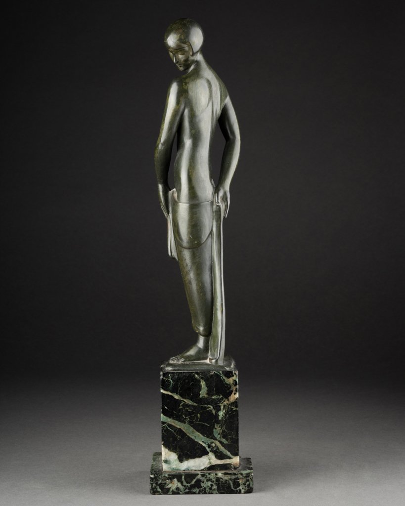 Pierre Lefaguays, Alias Fayral - Draped Female Nude - Cast Alloy, Art Deco Period-photo-3