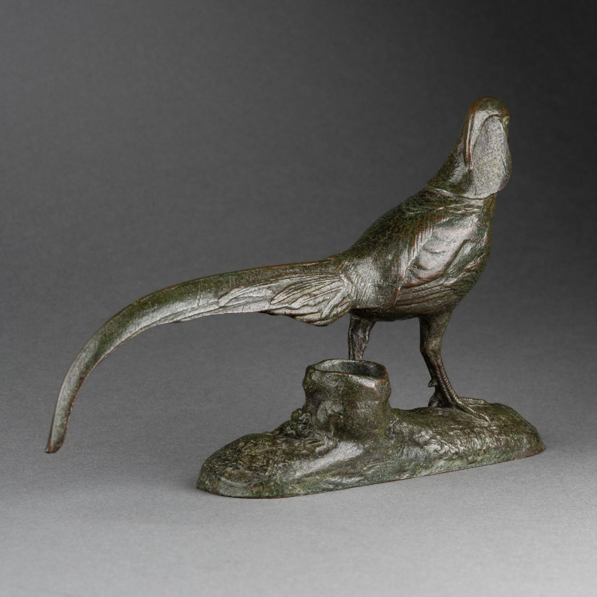 Antoine Louis Barye (1795-1875) Golden Pheasant Of China - Patinated Bronze, 19th Century-photo-2