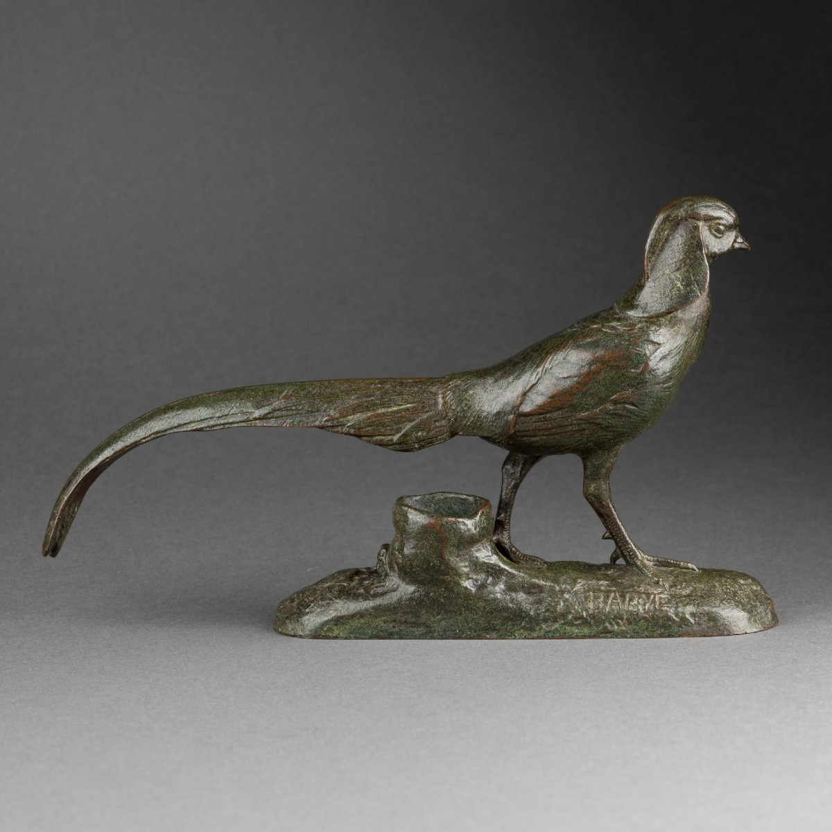 Antoine Louis Barye (1795-1875) Golden Pheasant Of China - Patinated Bronze, 19th Century