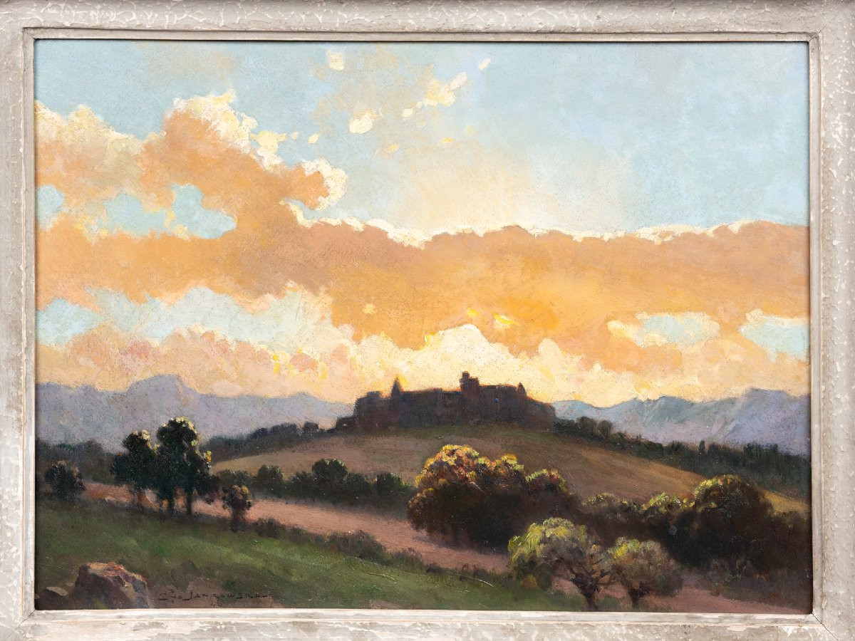 Charles Boris De Jankowski (1862-1941) Sunset View Over Landscape-photo-2