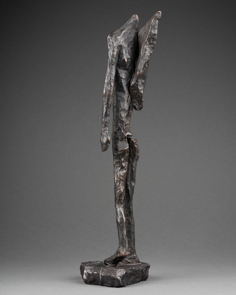 Figure abstraite : Sculpture en bronze à patine brun-noir anthracite, composée de deux parties -photo-3