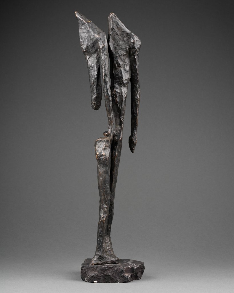 Figure abstraite : Sculpture en bronze à patine brun-noir anthracite, composée de deux parties -photo-6