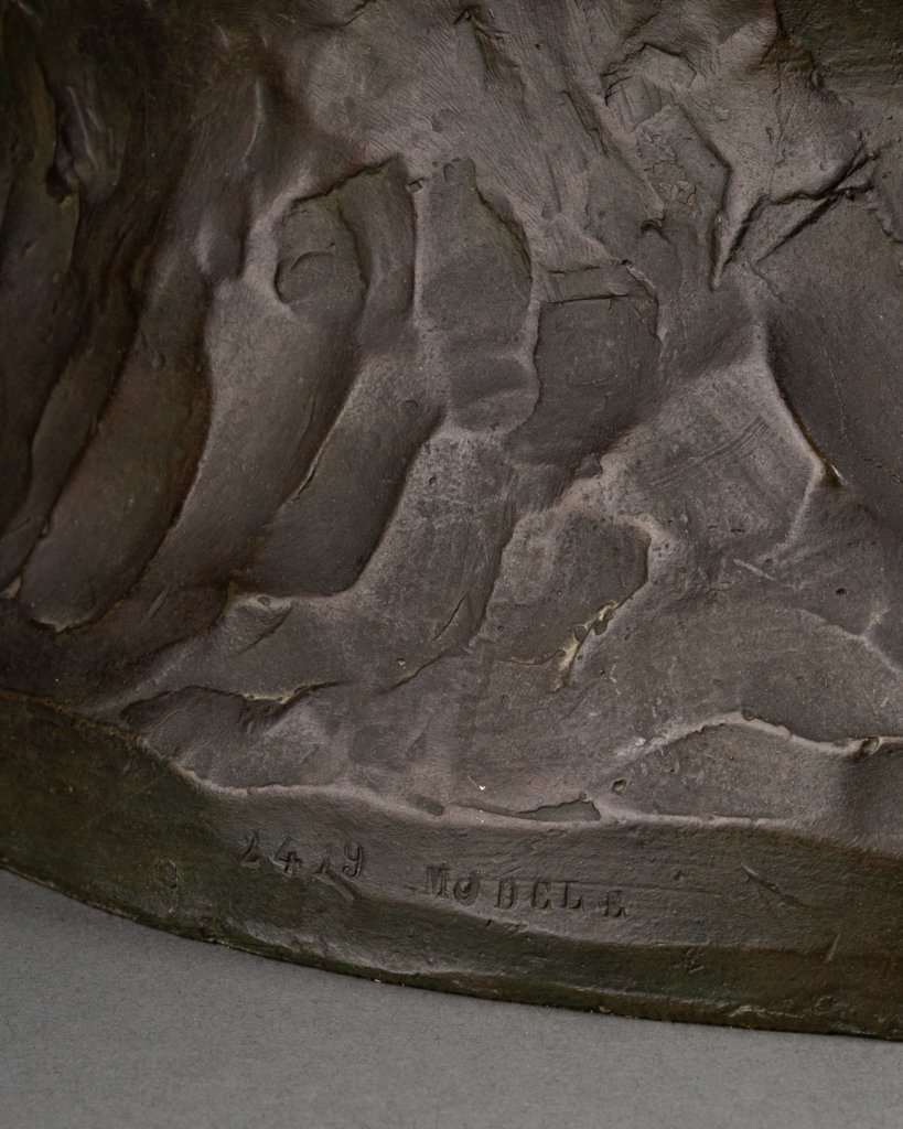 Gaston HAUCHECORNE - Deux femmes asiatiques à l'éventail - Rare bronze Art Déco-photo-3