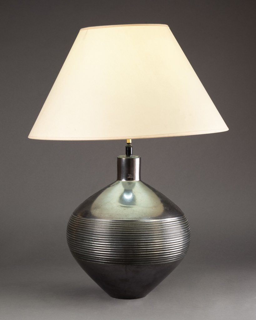 Primavera Workshops - 'gunmetal' Glazed Ceramic 'ball' Lamp-photo-2