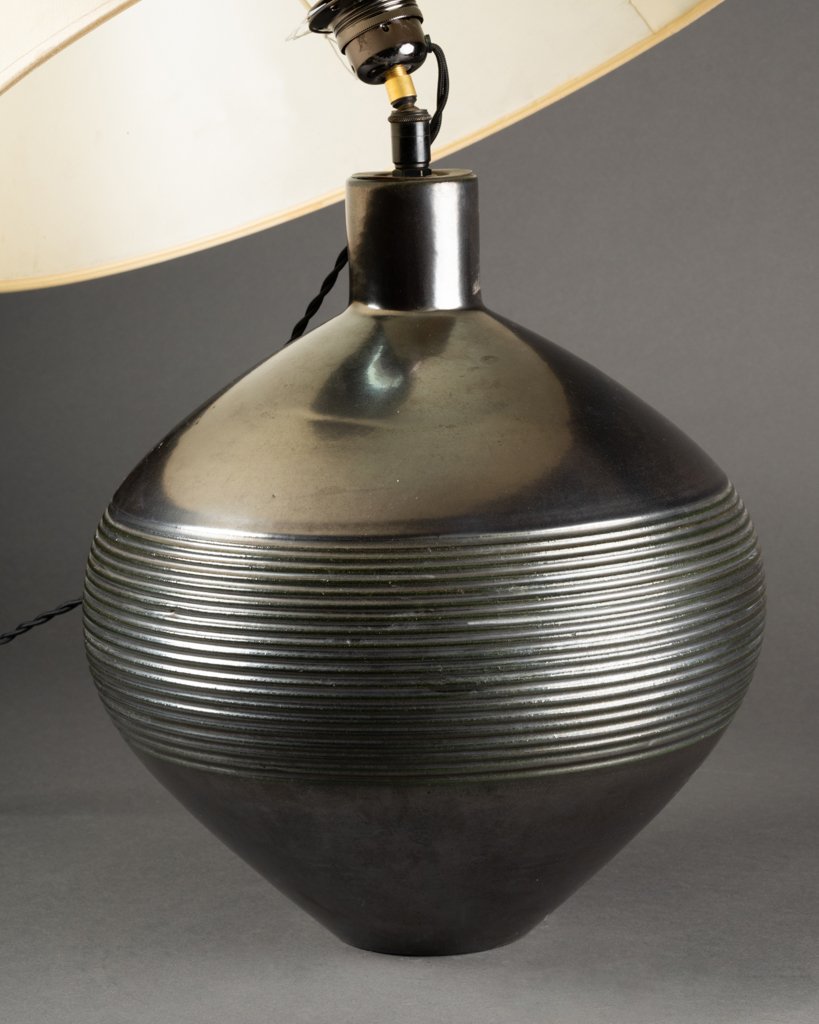 Primavera Workshops - 'gunmetal' Glazed Ceramic 'ball' Lamp-photo-3
