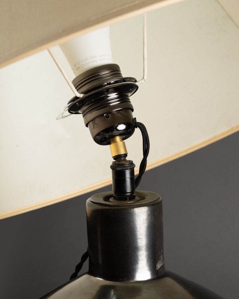 Primavera Workshops - 'gunmetal' Glazed Ceramic 'ball' Lamp-photo-4