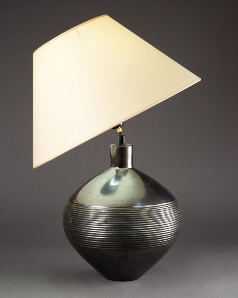 Primavera Workshops - 'gunmetal' Glazed Ceramic 'ball' Lamp
