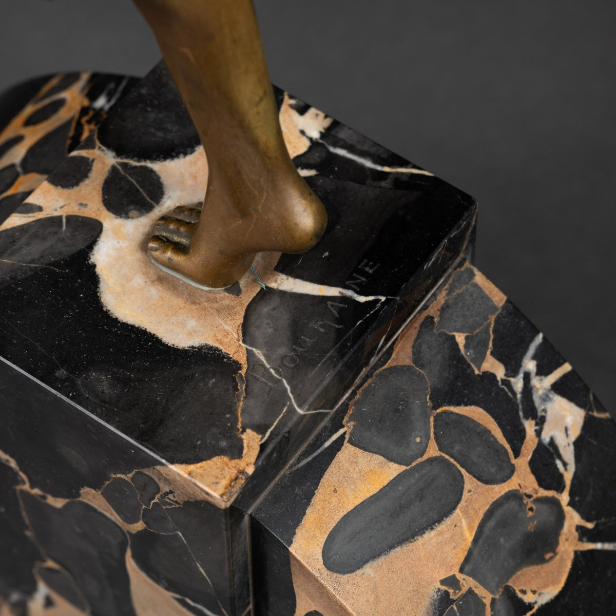 Marcel BOURAINE : "Danseuse à l'éventail", Bronze Art Déco référencé- vers 1930-photo-2