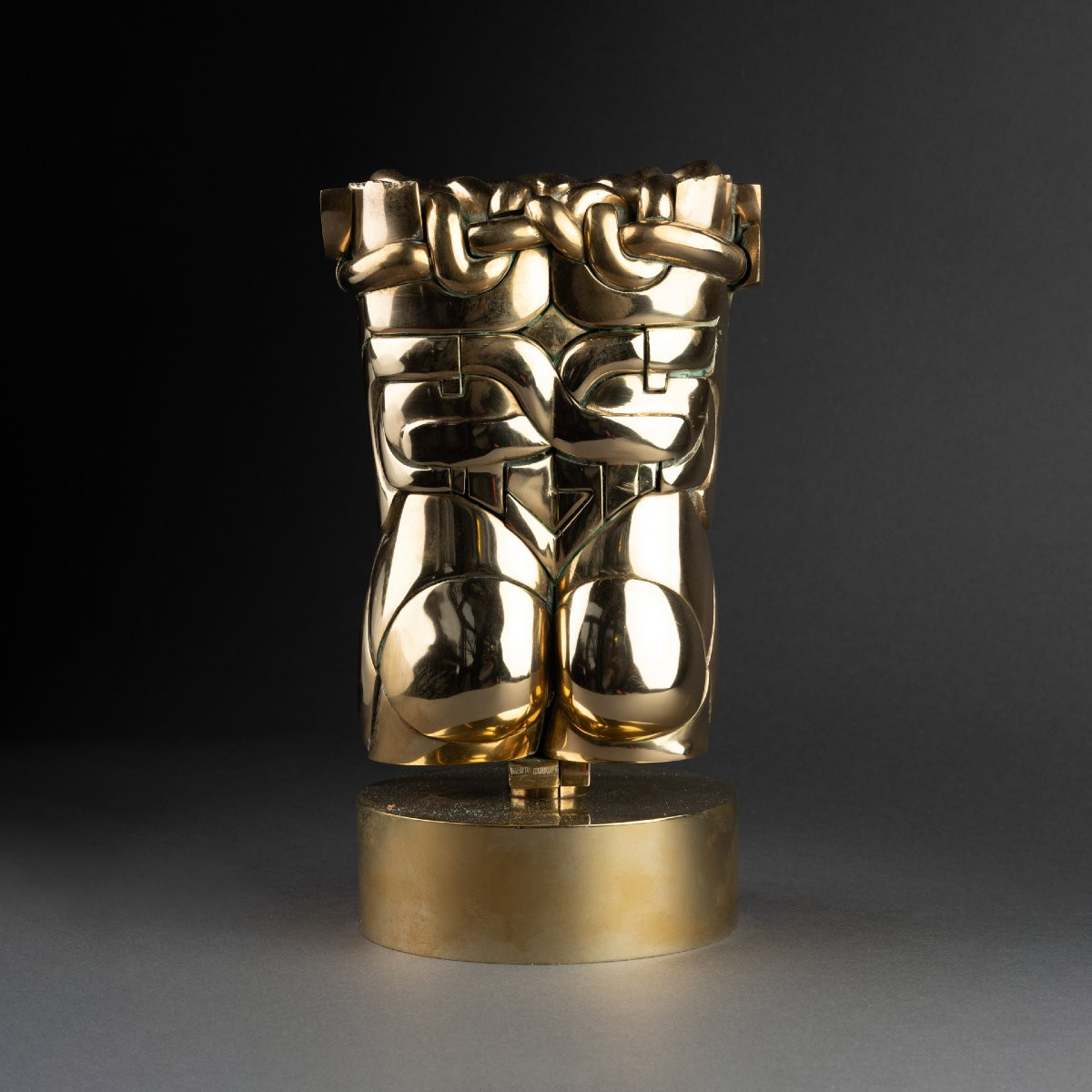 Miguel Berrocal: "goliath (opus 114)", Puzzle Sculpture - 79 Polished Brass Elements - 1972-photo-1