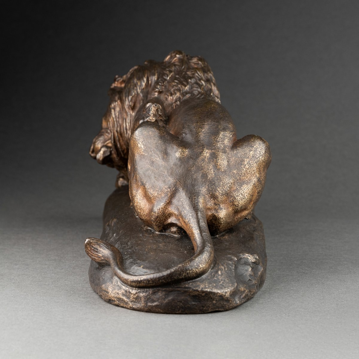 Jules Edmond Masson - Lion Devouring Its Prey, Bronze, Late 19th Century-photo-4