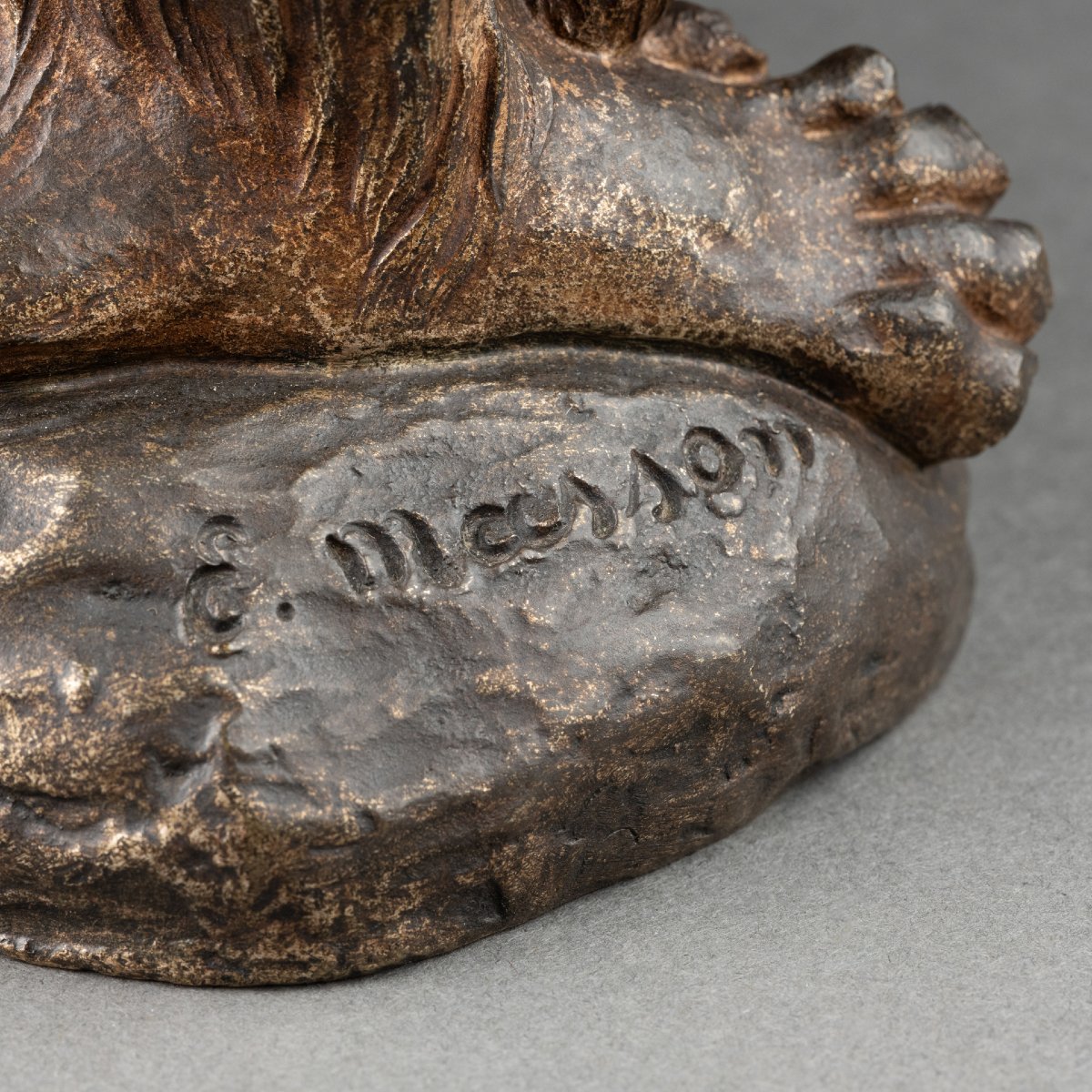 Jules Edmond Masson - Lion Devouring Its Prey, Bronze, Late 19th Century-photo-4