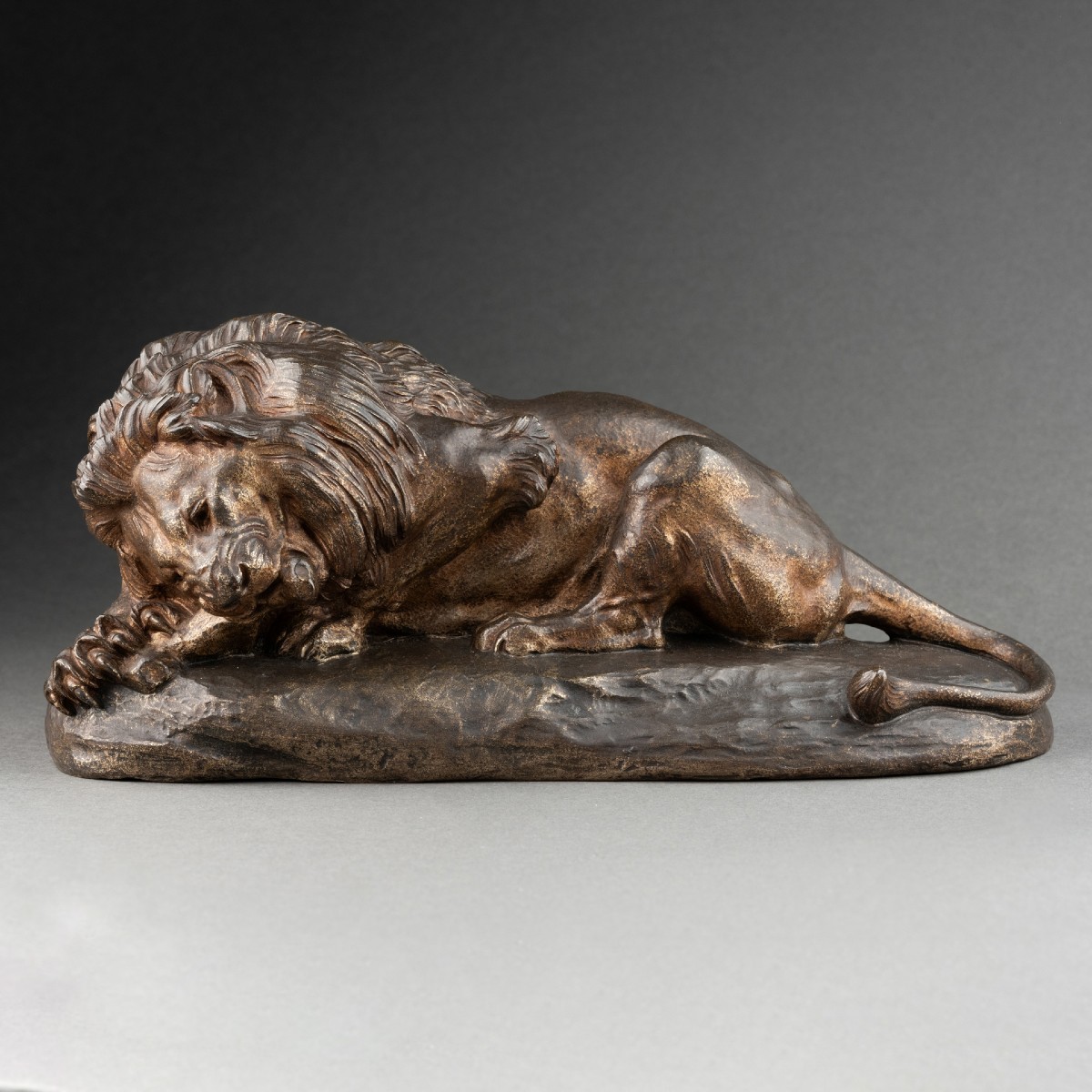 Jules Edmond Masson - Lion Devouring Its Prey, Bronze, Late 19th Century