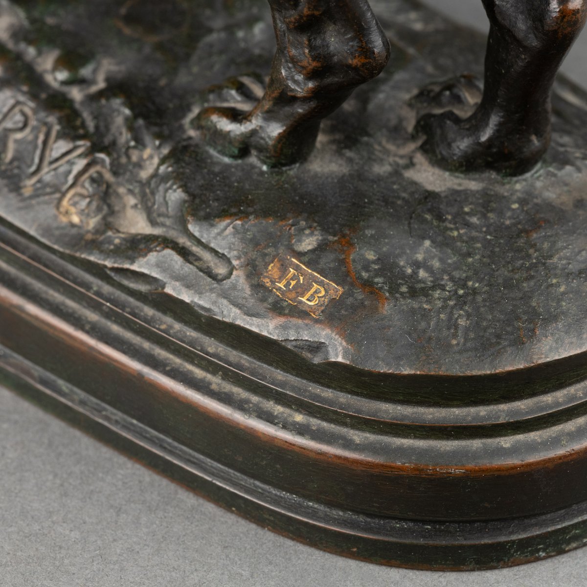 Antoine-louis Barye - Basset, Bronze 19th Century Cast Fb Gold Stamp-photo-5