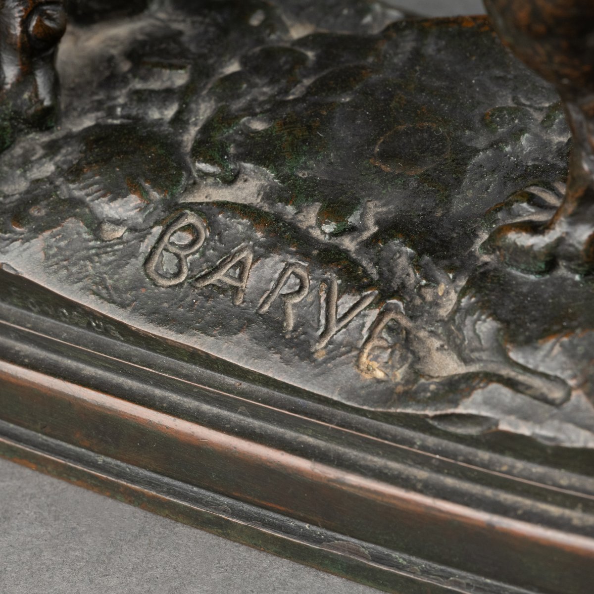 Antoine-louis Barye - Basset, Bronze 19th Century Cast Fb Gold Stamp-photo-6