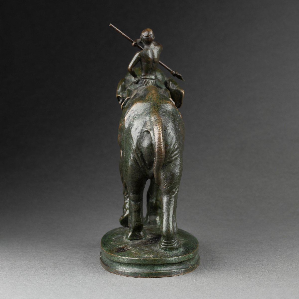 Alfred BARYE - Cornac sur son éléphant, rare bronze fin XIXème-photo-5