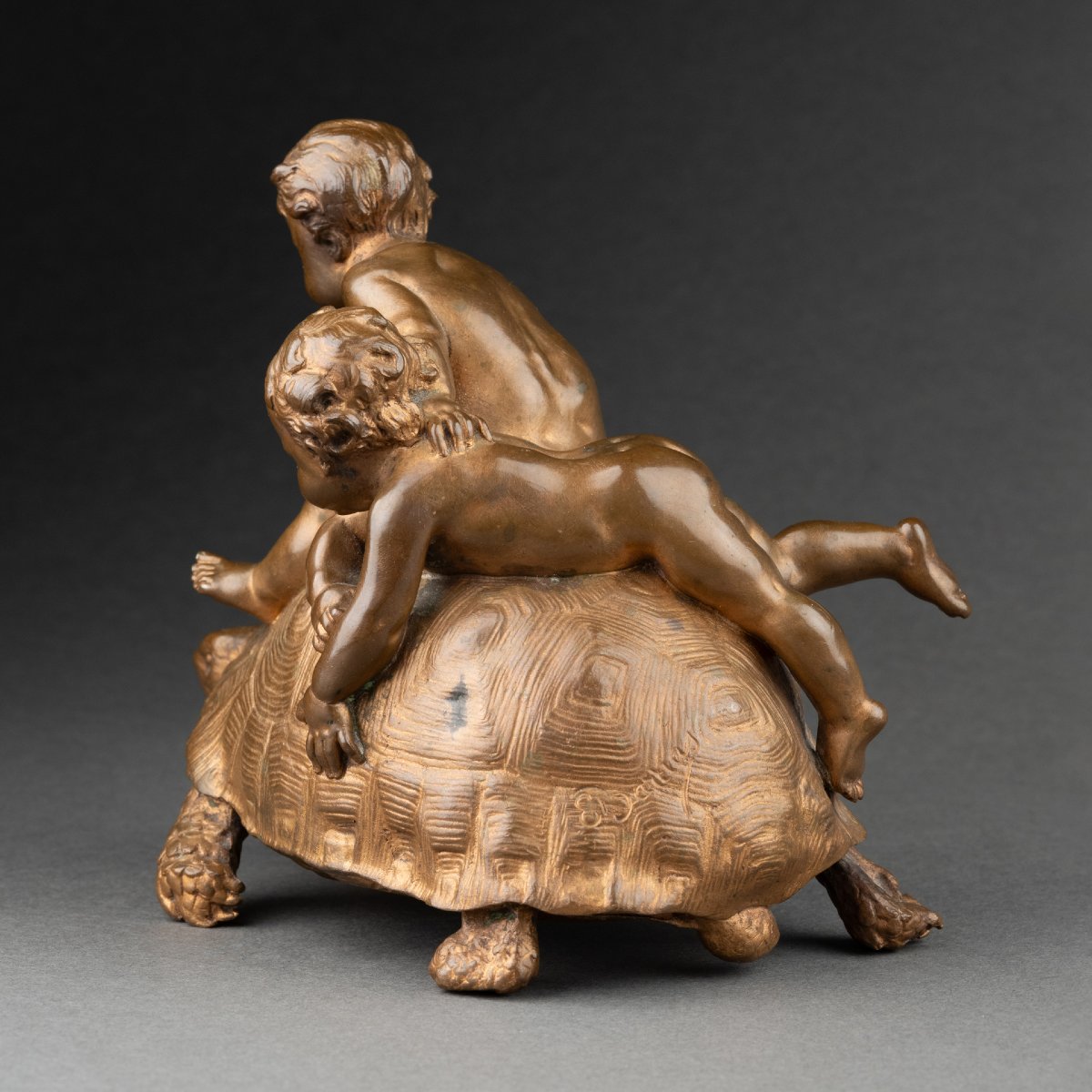 Ernest Barrias - Children With Turtles - Late 19th Century Bronze, Barbedienne Cast.-photo-4