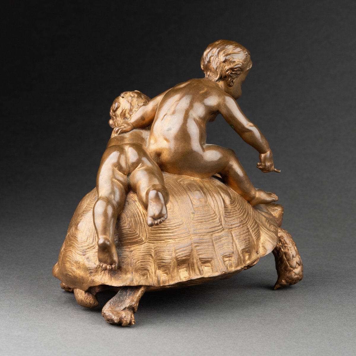 Ernest Barrias - Children With Turtles - Late 19th Century Bronze, Barbedienne Cast.-photo-5