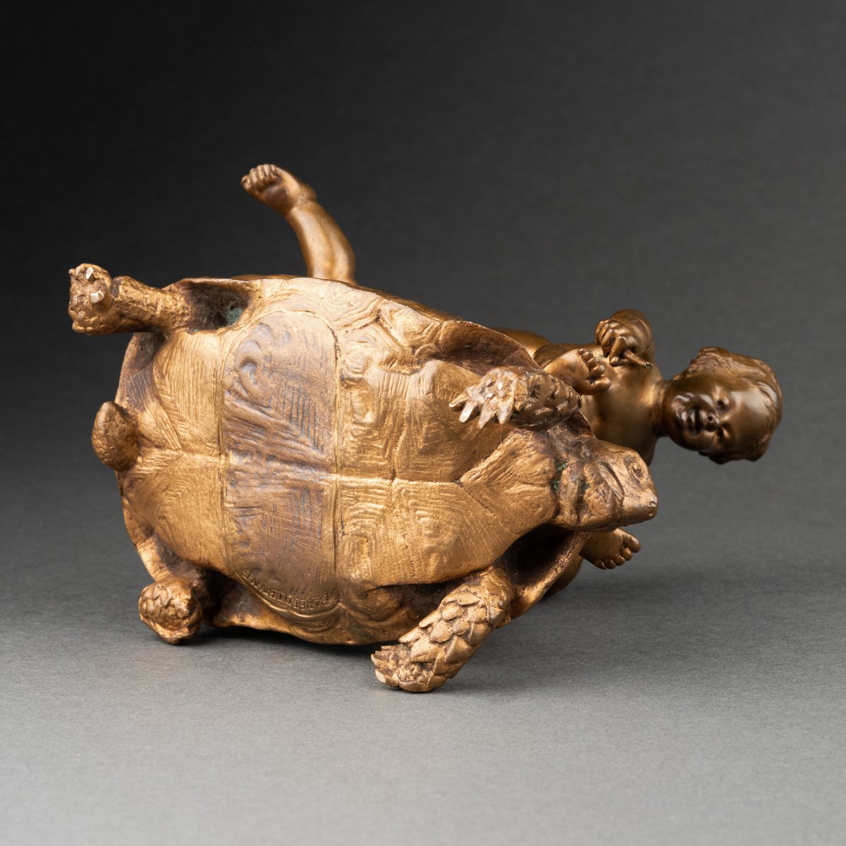 Ernest Barrias - Children With Turtles - Late 19th Century Bronze, Barbedienne Cast.-photo-7