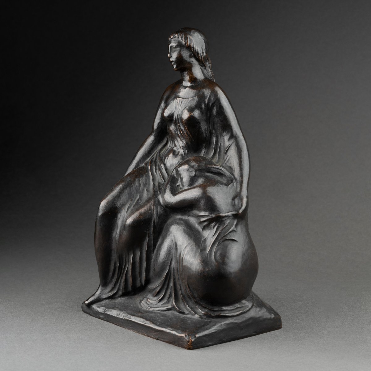 Joachim CLARET VALLES (1879-1965) Mère et enfant - Epreuve originale en bronze -photo-2