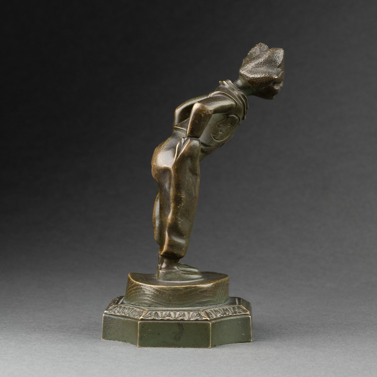 H DANDOIS - Clown de cirque, bronze, mascotte automobile signée et datée 1905.-photo-4