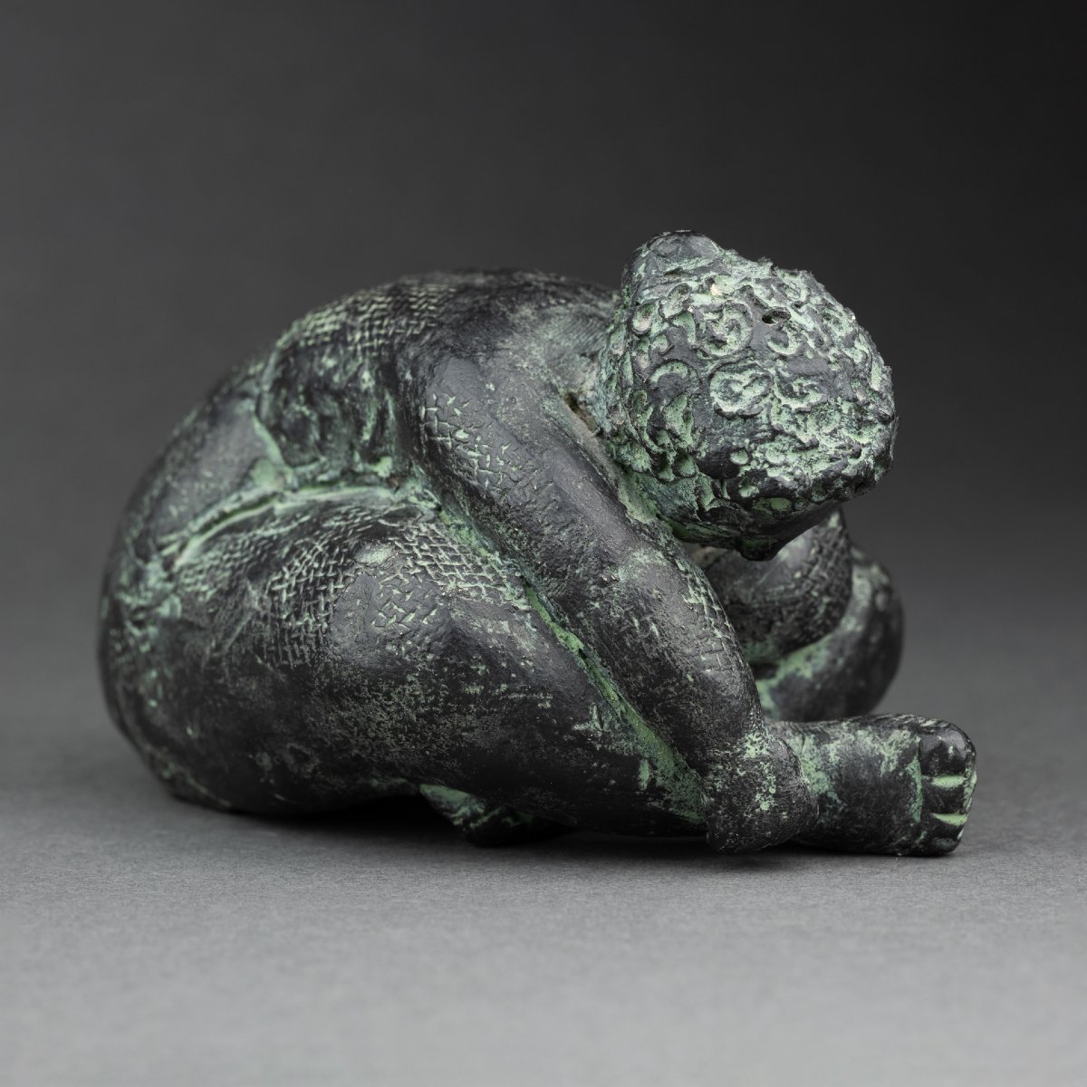 Cécile Tarel: Nude Curled Up, Original Terracota C.1980 - Inspired By Volti -photo-4