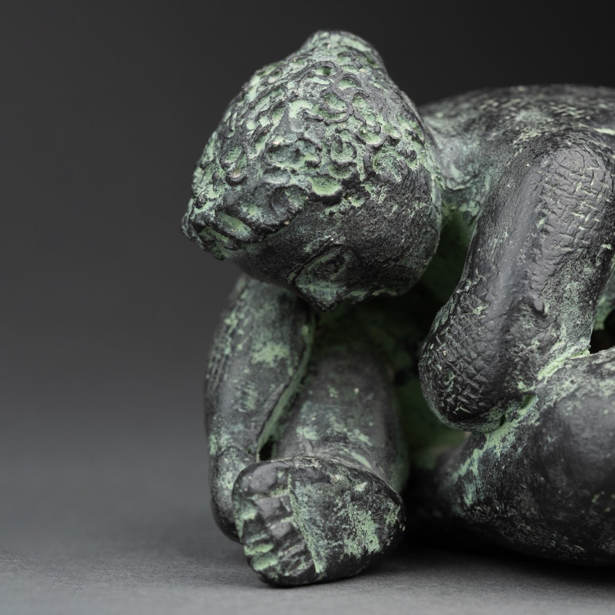 Cécile Tarel: Nude Curled Up, Original Terracota C.1980 - Inspired By Volti -photo-5