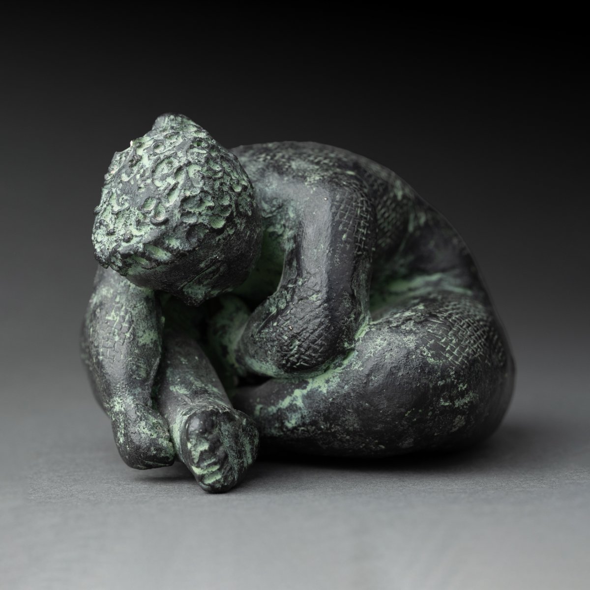 Cécile Tarel: Nude Curled Up, Original Terracota C.1980 - Inspired By Volti 