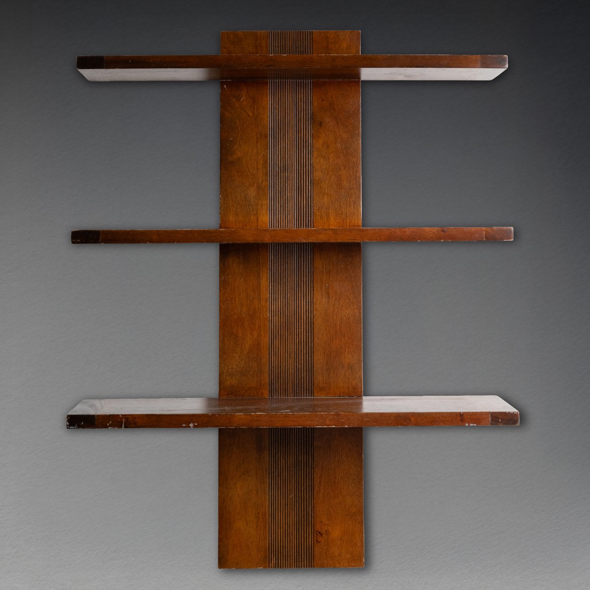 Modernist And Minimalist "invisible" 3 Floors Veneer Shelves C.1930-50