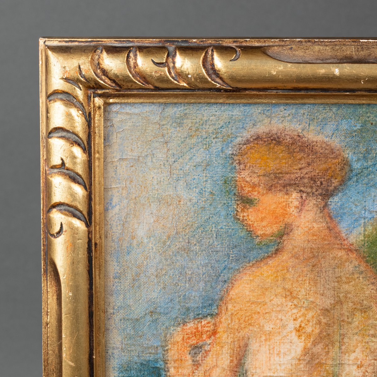 Pierre Thévenin: "standing Up Nude", Oil On Canvas In Gilded Wood Frame, Signed - C.1930/40-photo-2
