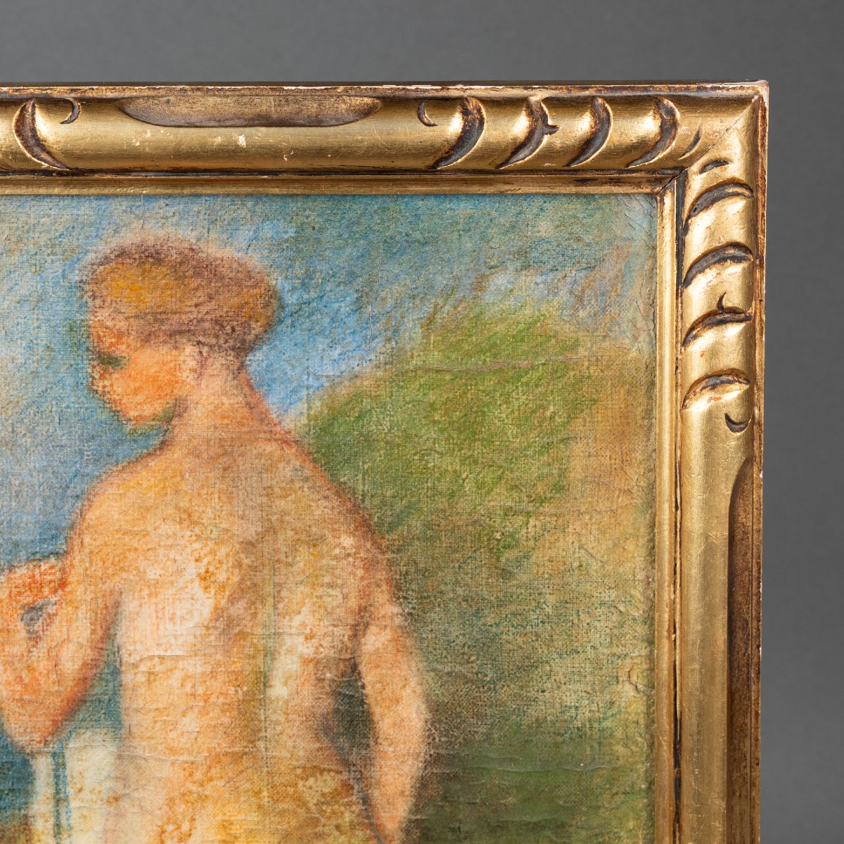Pierre Thévenin: "standing Up Nude", Oil On Canvas In Gilded Wood Frame, Signed - C.1930/40-photo-4