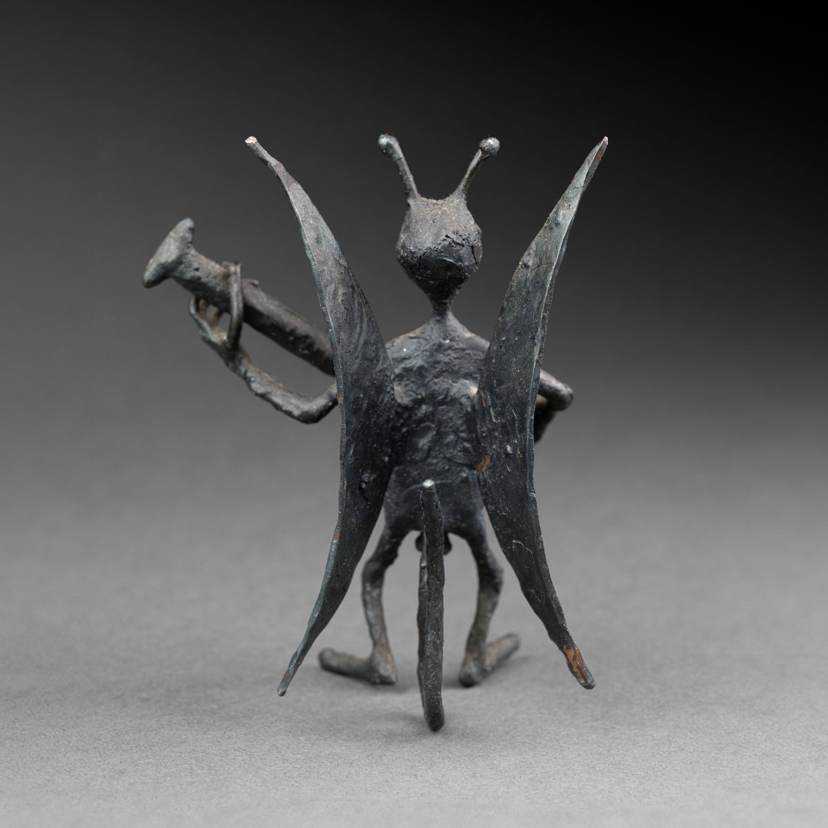 François Colette: "devil Playing The Banjo", Unique Welded Iron Sculpture Dated 1981-photo-4
