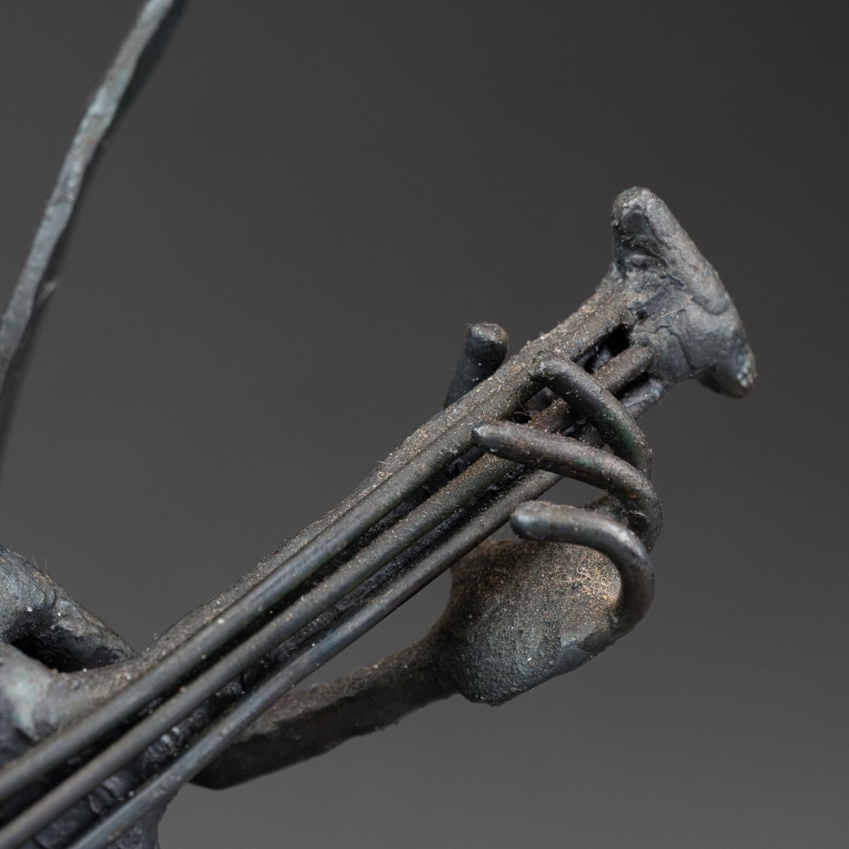 François Colette: "devil Playing The Banjo", Unique Welded Iron Sculpture Dated 1981-photo-5
