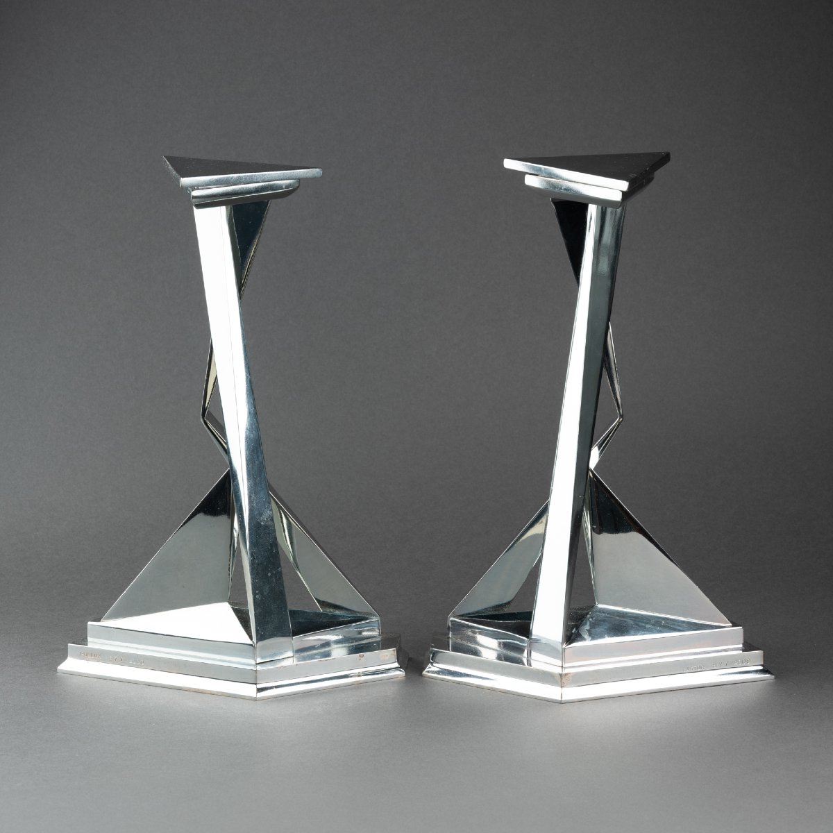 Salvador Dali (1904–1989) “castor And Pollux” Pair Of Silver-plated Bronze Candlesticks-photo-2