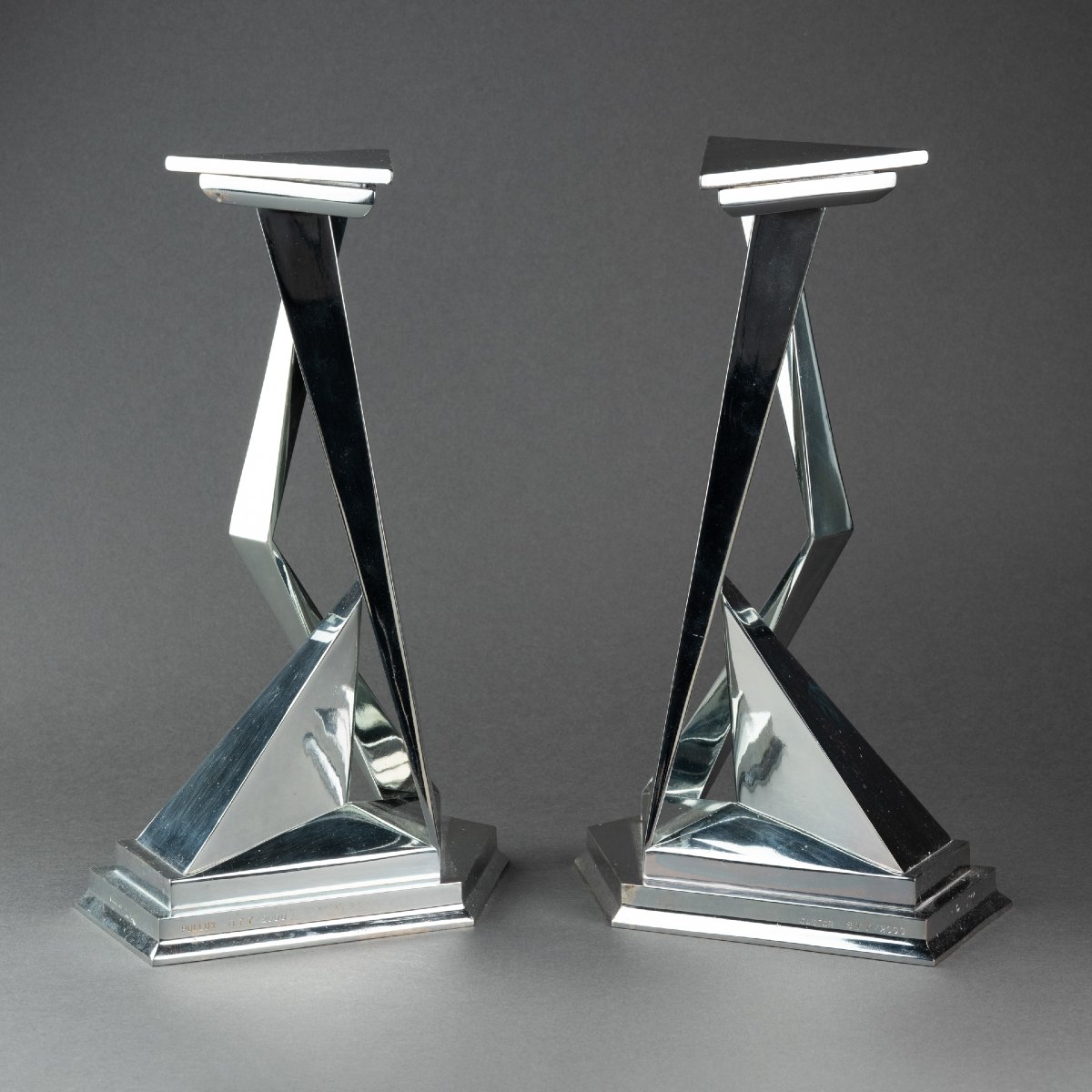 Salvador Dali (1904–1989) “castor And Pollux” Pair Of Silver-plated Bronze Candlesticks-photo-1