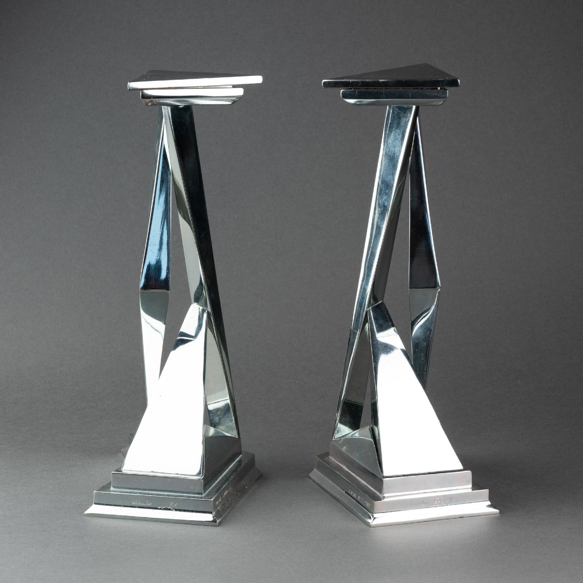 Salvador Dali (1904–1989) “castor And Pollux” Pair Of Silver-plated Bronze Candlesticks-photo-2