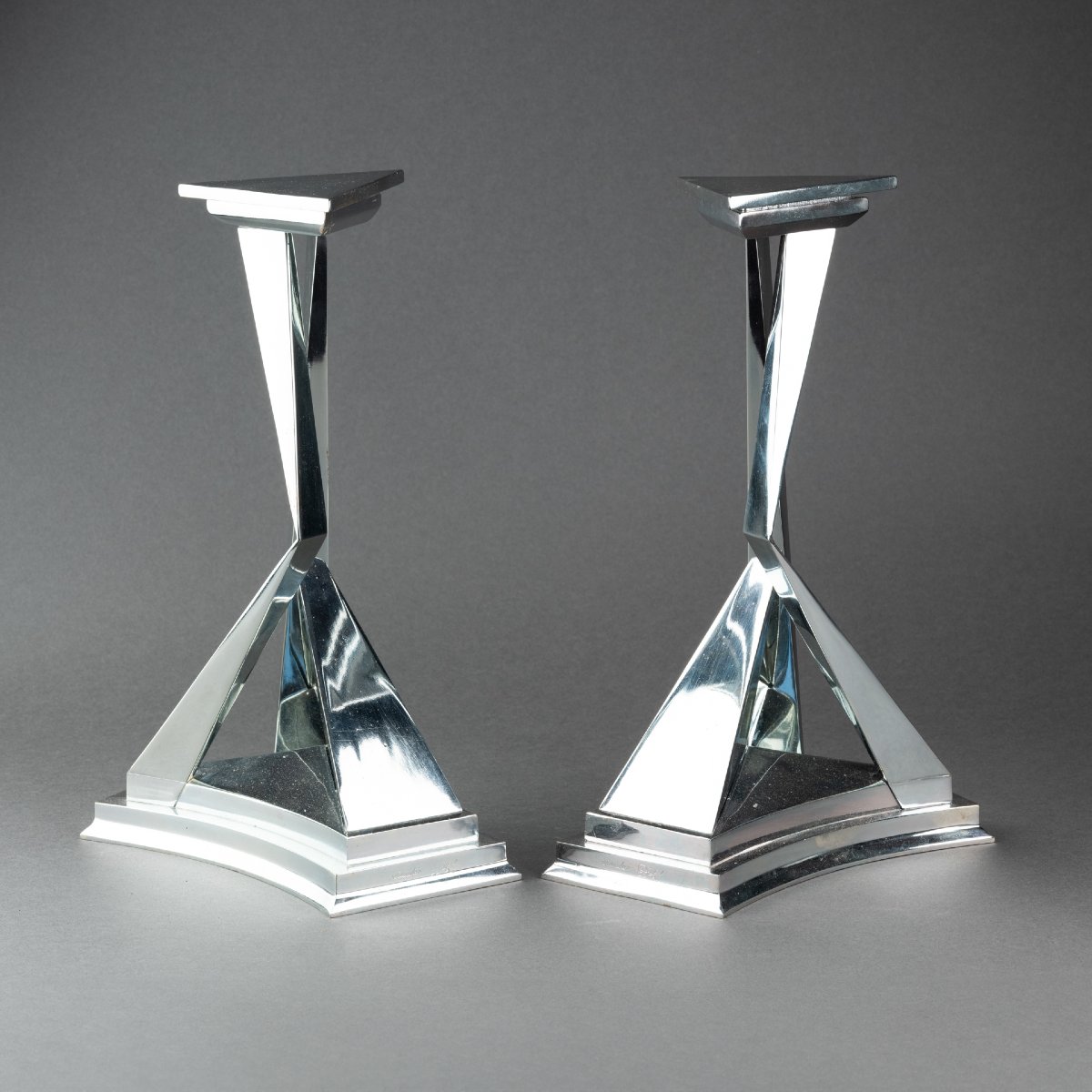 Salvador Dali (1904–1989) “castor And Pollux” Pair Of Silver-plated Bronze Candlesticks-photo-3