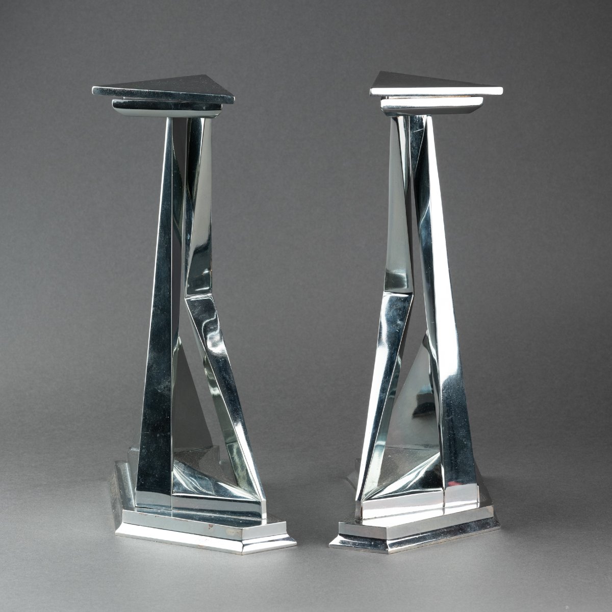 Salvador Dali (1904–1989) “castor And Pollux” Pair Of Silver-plated Bronze Candlesticks-photo-5
