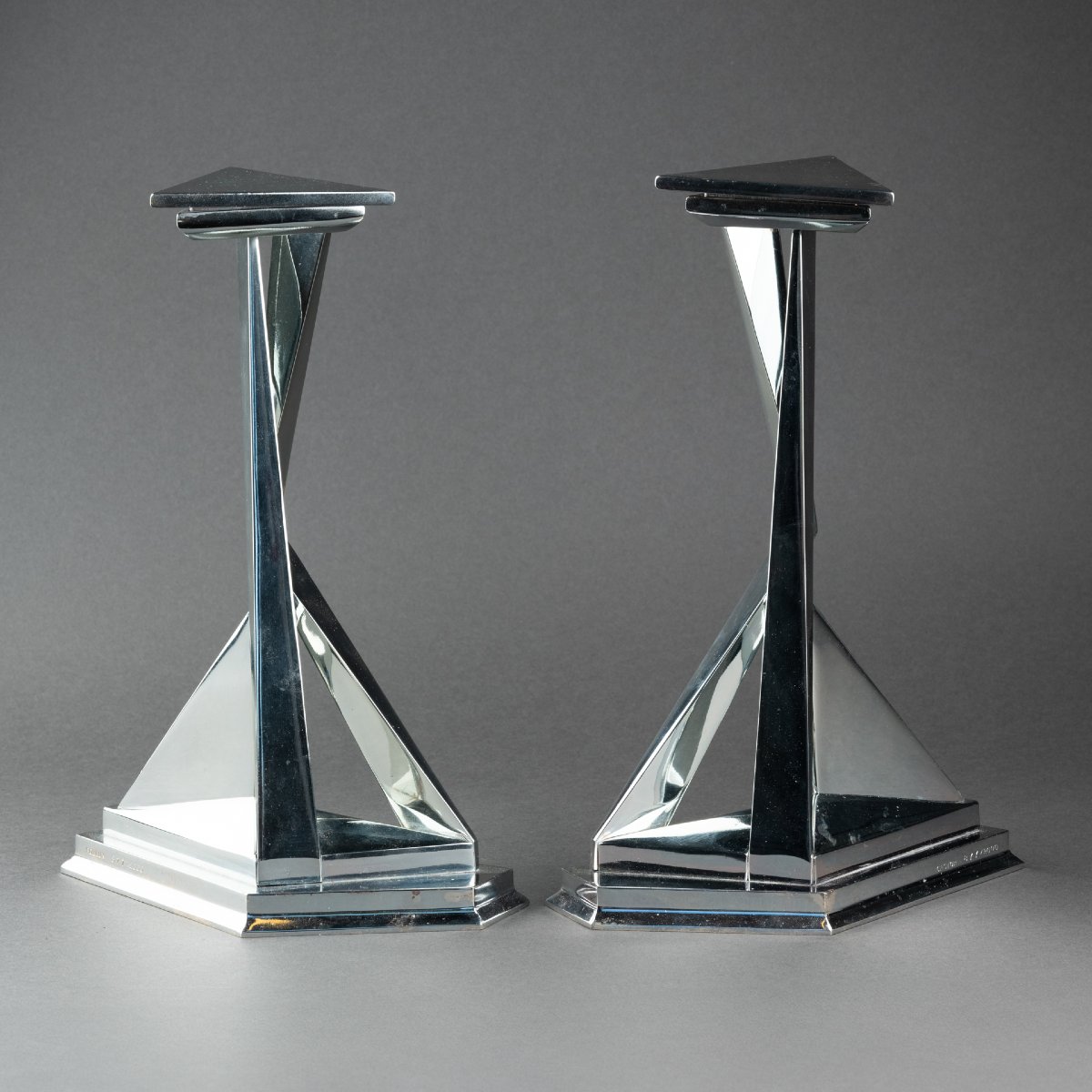 Salvador Dali (1904–1989) “castor And Pollux” Pair Of Silver-plated Bronze Candlesticks-photo-6