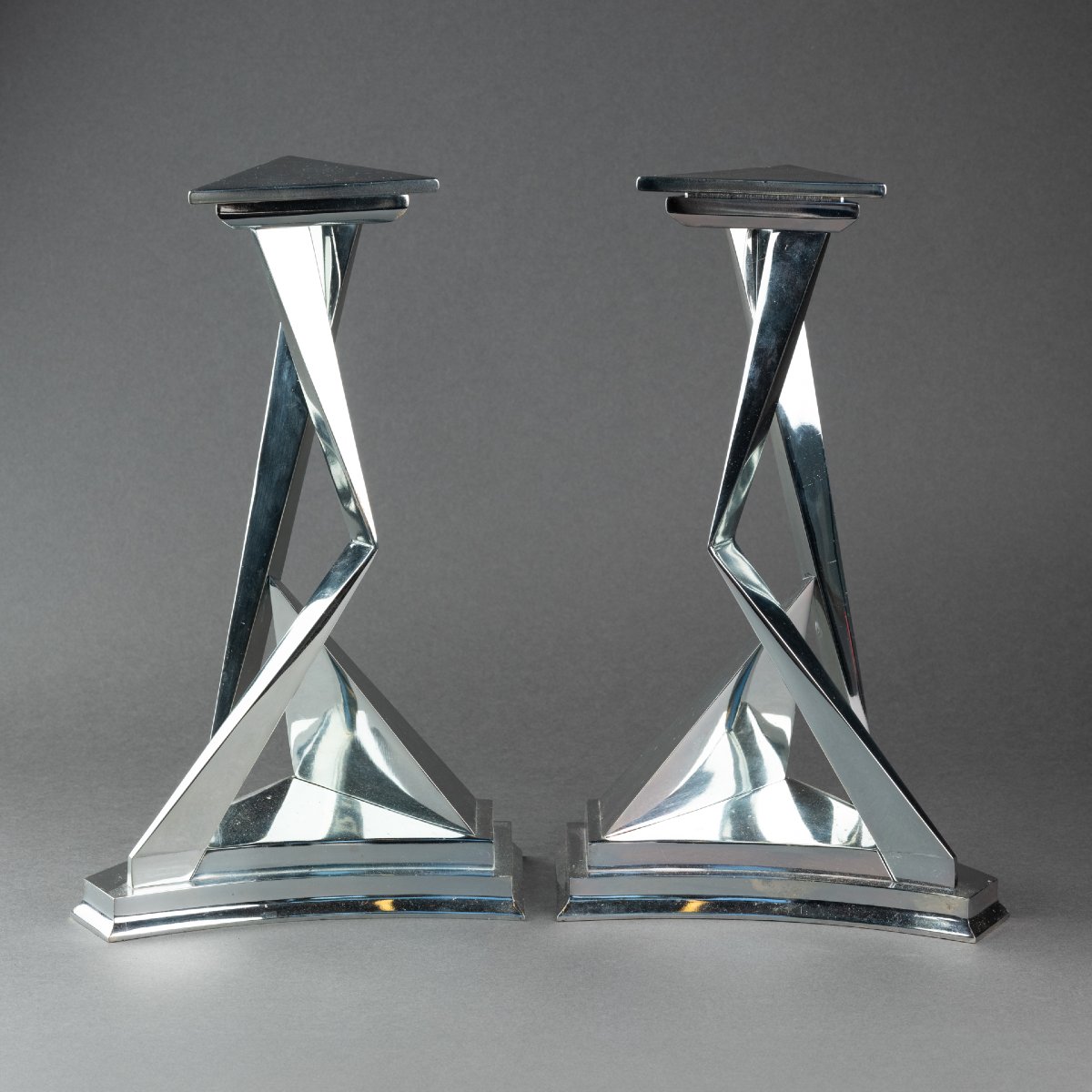 Salvador Dali (1904–1989) “castor And Pollux” Pair Of Silver-plated Bronze Candlesticks