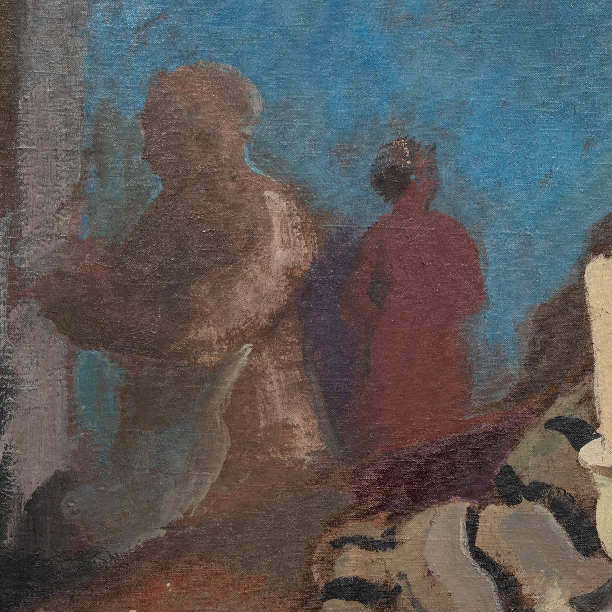 Charles Blanc: Large "still Life With Fish," Oil On Canvas, Framed, Circa 1950-photo-2