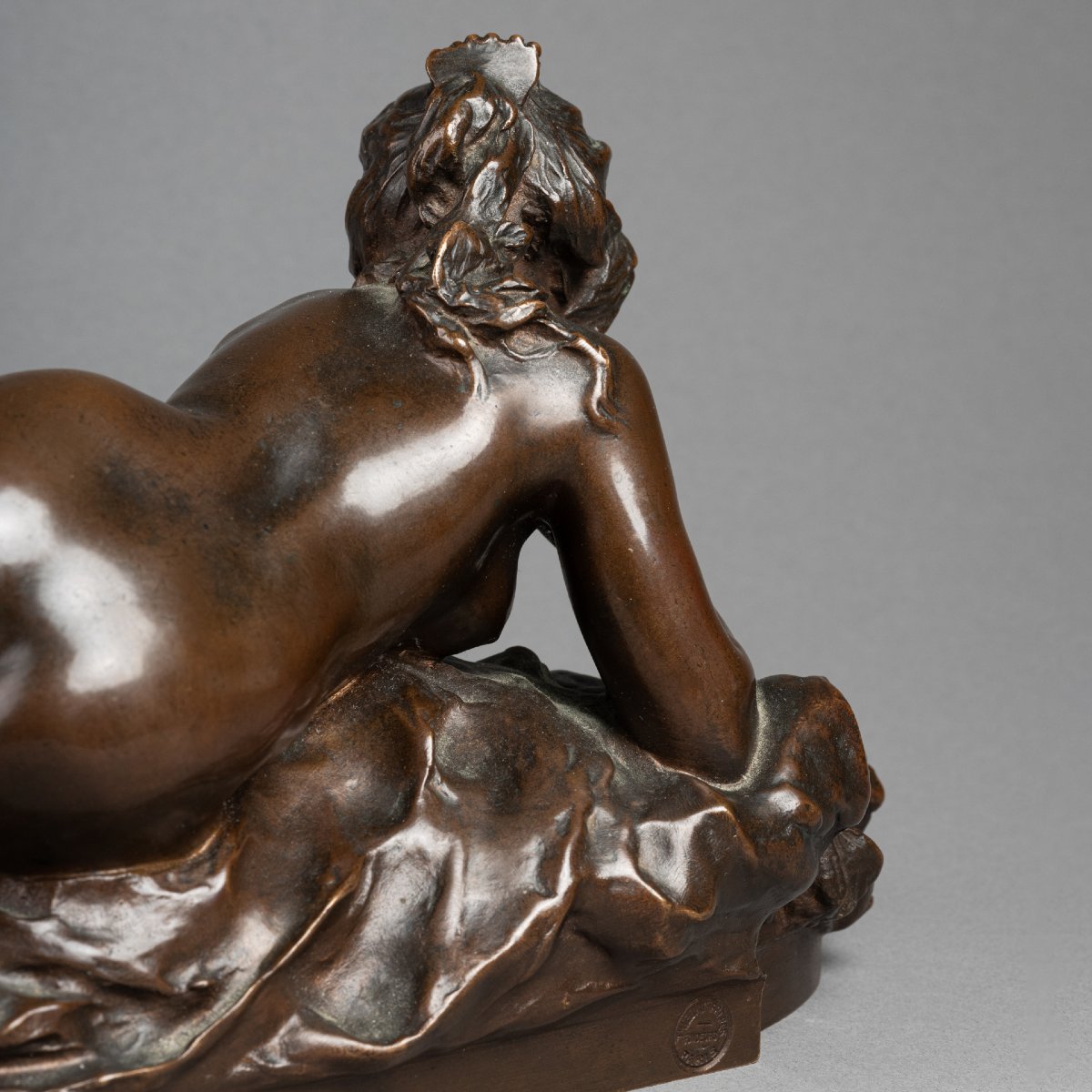 F. Faivre: "the Cat Transformed Into A Woman," Patinated Bronze Sculpture, Circa 1900-photo-4