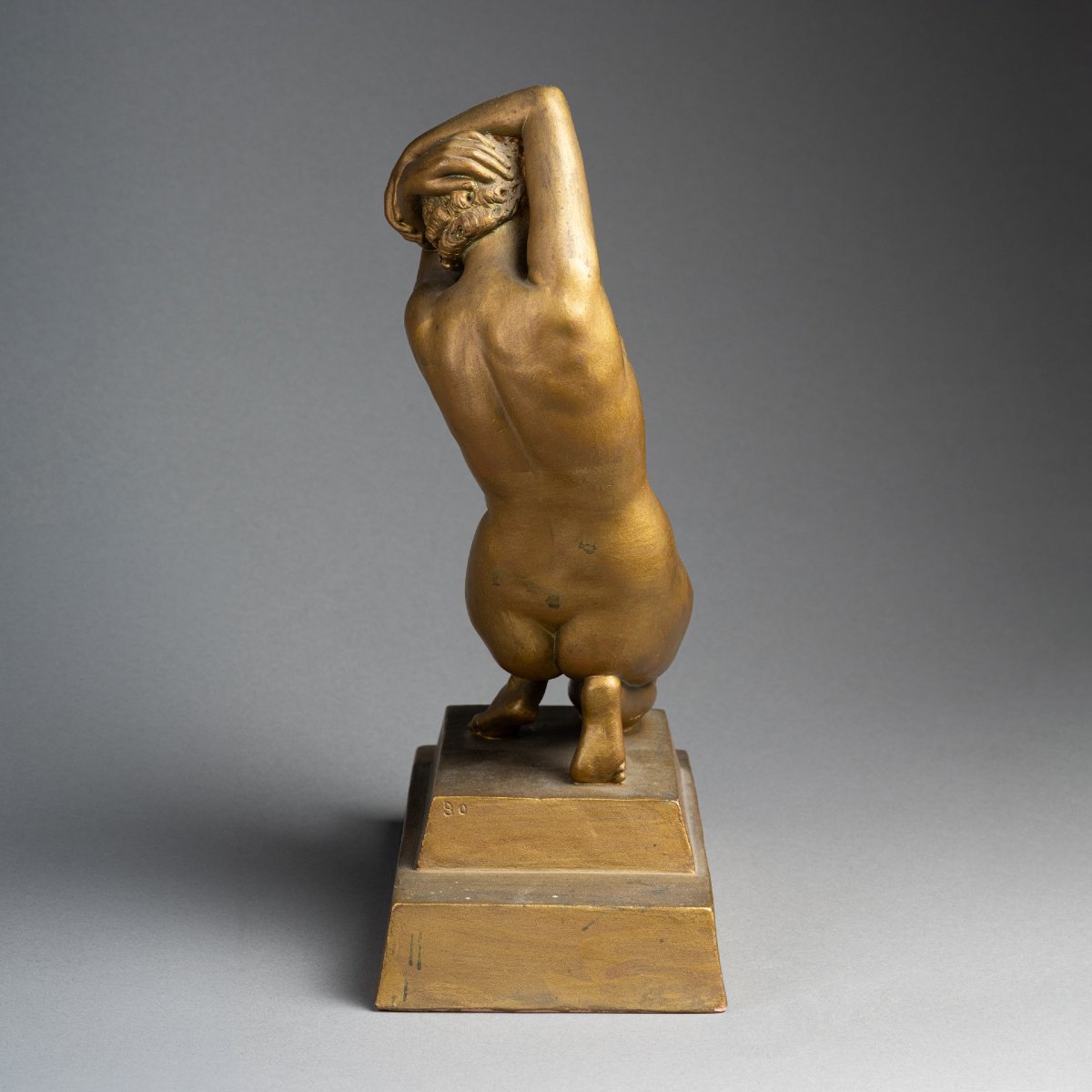 D. Daniel : "Baigneuse", Sculpture en terre cuite patinée - Art Déco-photo-4